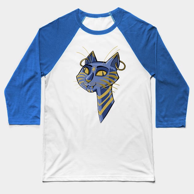 Head of Egyptian cat with earrings in ears Baseball T-Shirt by duxpavlic